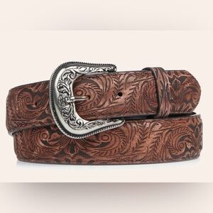 CAVENDER'S WOMEN'S BROWN LASER TOOLED LEATHER BELT